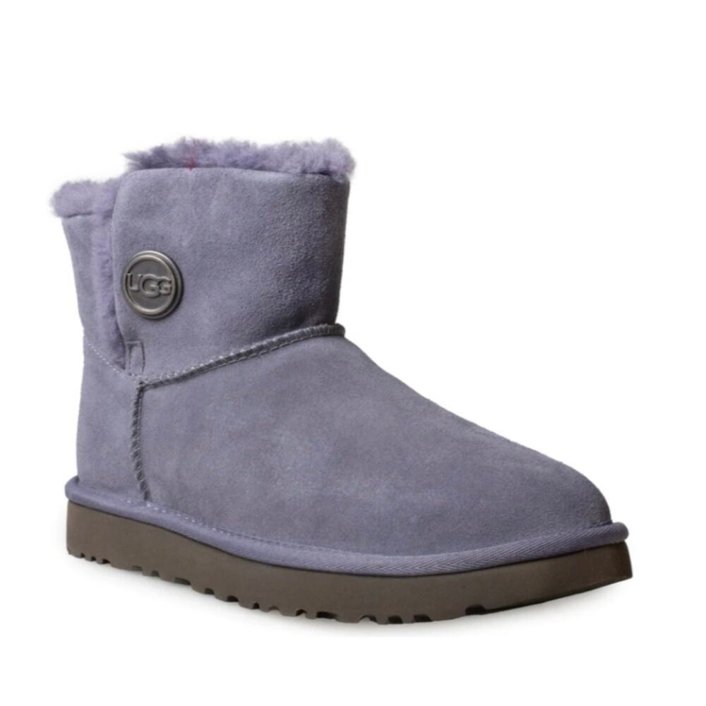 UGG MINI BAILEY SNAPS Graystone SHEEPSKIN WOMEN'S BOOTS. Women's Size 9. NEW